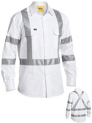 Bisley Workwear Work Wear BISLEY WORKWEAR 3M TAPED NIGHT COTTON DRILL SHIRT - LONG SLEEVE BS6807T